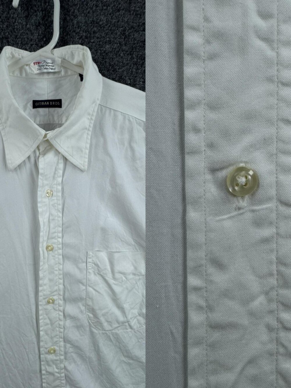 Gitman Bros Oxford TTX Mens White 15.5 33 Pinpoint USA Cotton Oxford Solid Shirt